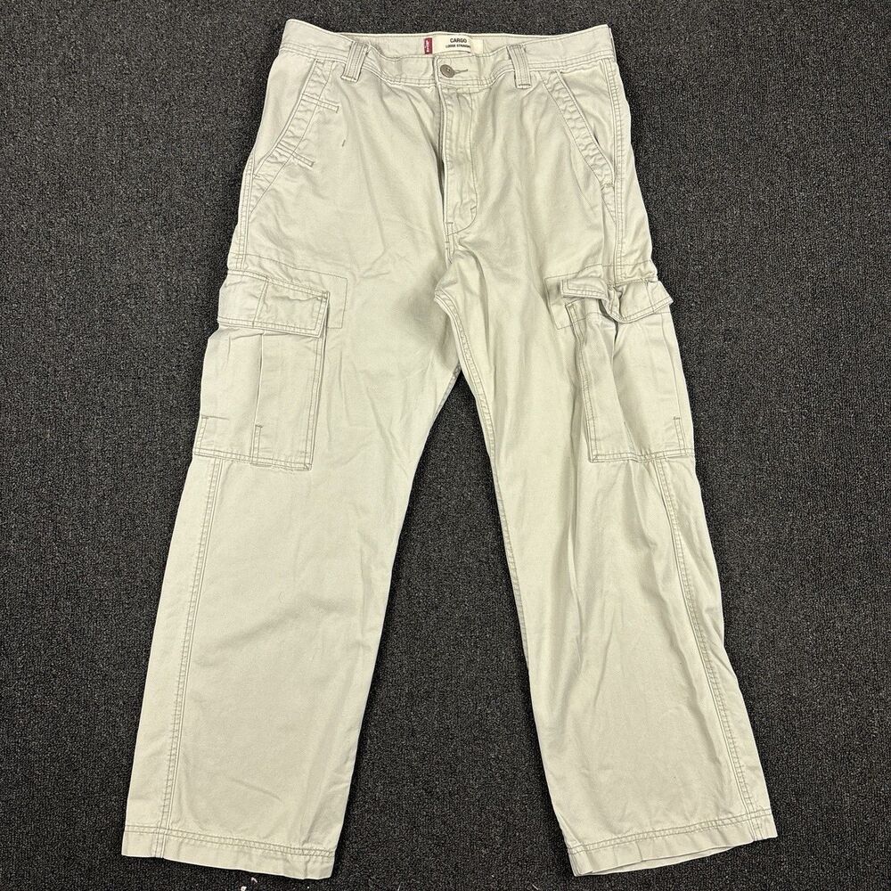 Levi's Loose Cargo Pants Men's Beige Skater Punk Baggy Wide Leg Size 34x30 - Picture 1 of 6